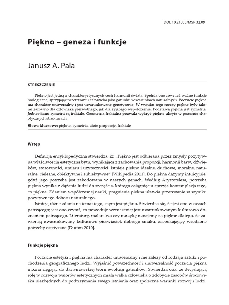 Piękno Geneza i Funkcje | PDF