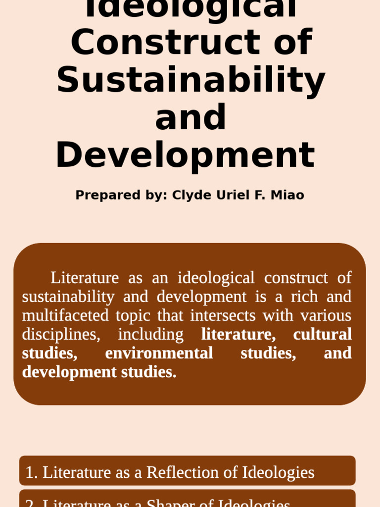 Literature as Ideological Construct of Sustainability and Development ...