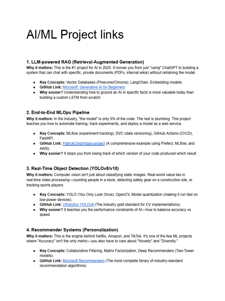 Top 5 AI/ML Projects for 2025 | PDF | Machine Learning | Computing