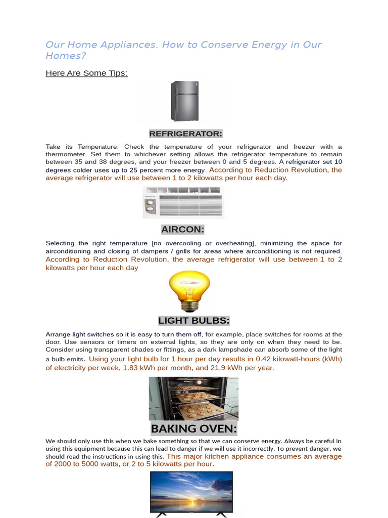 Energy-Saving Tips for Home Appliances | PDF | Refrigerator | Energy ...