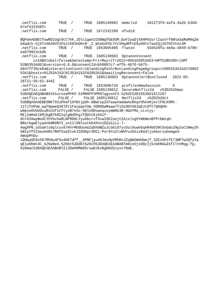 Netflix Cookie Data and Consent Logs | PDF
