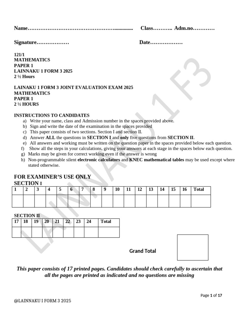 Maths Pp1 Qns | PDF | Area
