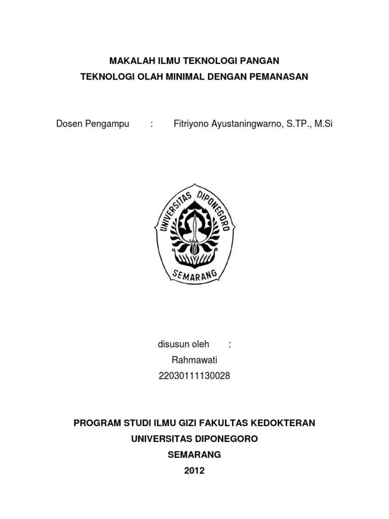 Makalah Ilmu Teknologi Pangan Minimally Process