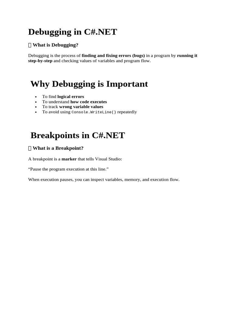 C#.NET Debugging Techniques Explained | PDF