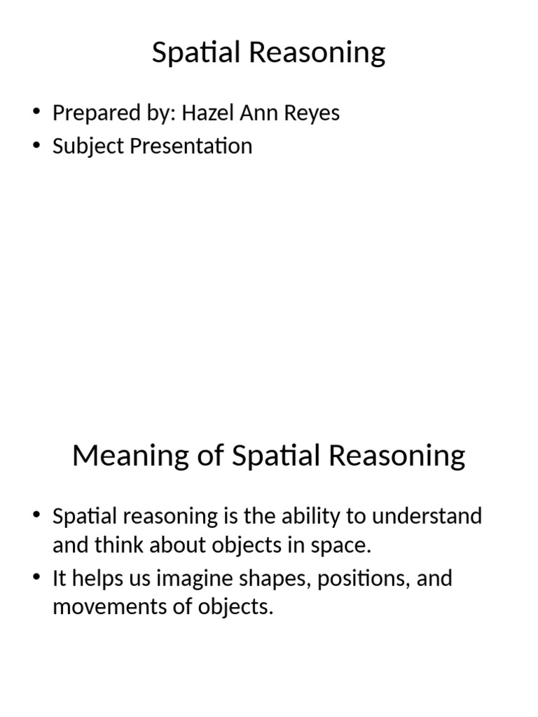 Understanding Spatial Reasoning Skills | PDF