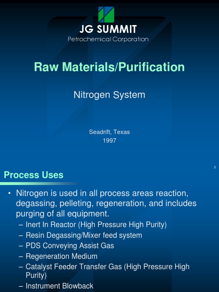 Raw Materials & Purification - Nitrogen | PDF | Chemical Reactor | Nitrogen