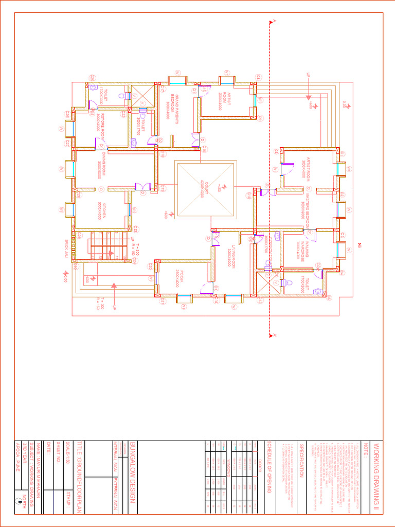 Bungalow Ground Floor Plan Details | PDF | Building Engineering | Chess