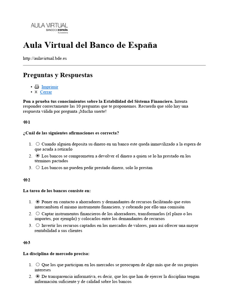 TEST 3 SIST FINANCIERO RESUELTO. | PDF | Sistema financiero | Bancos