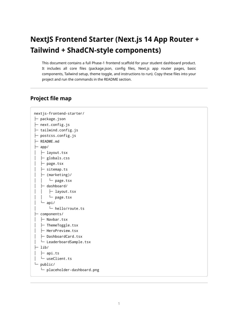 NextJS 14 Starter for Student Dashboard | PDF | Computer Programming ...