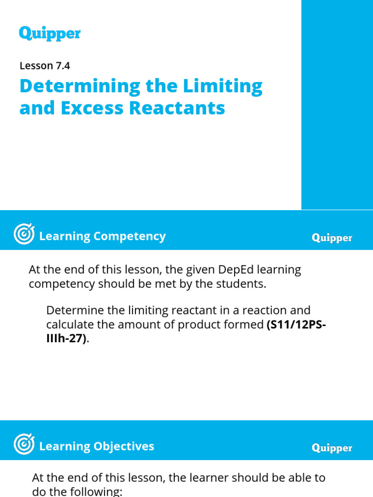 LESSON+2.4+I+Determining+the+Limiting+and+Excess+Reactants (1) | PDF ...
