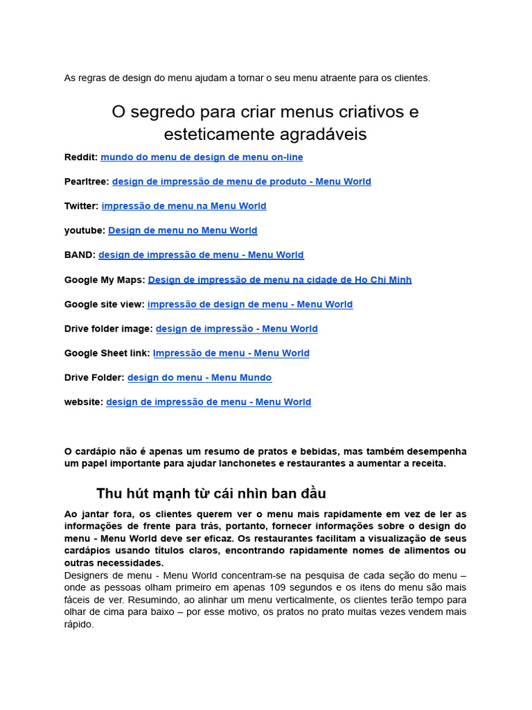 Design Eficaz de Menus para Restaurantes | PDF | Esboço