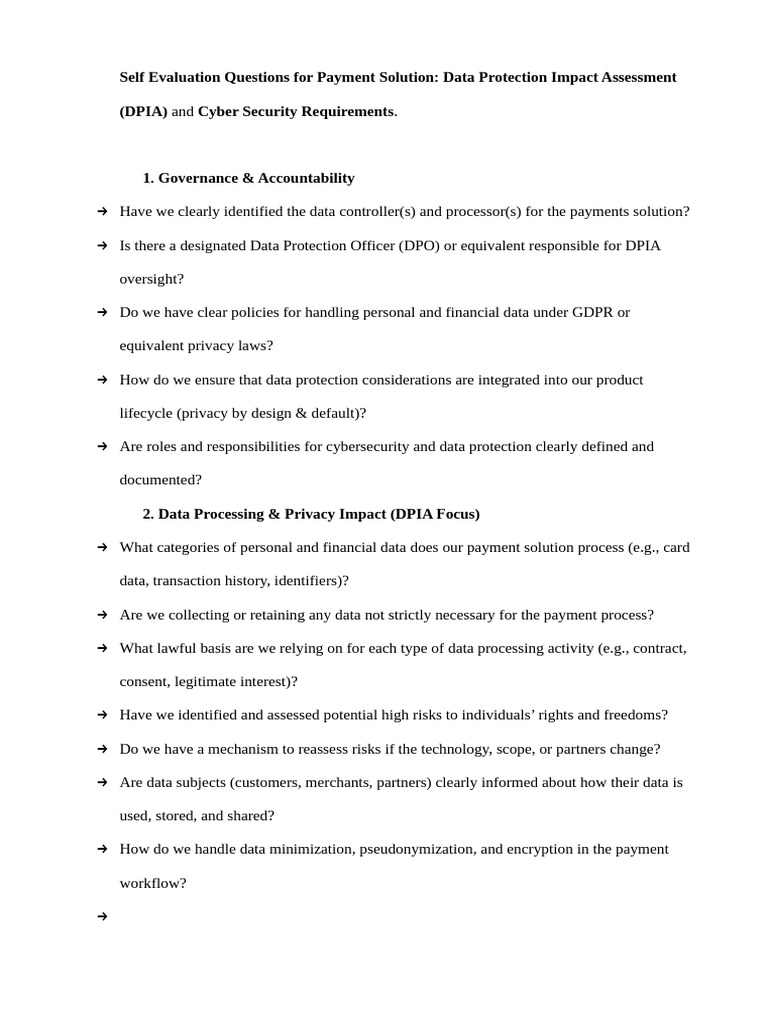 Payment Solution DPIA & Cybersecurity Guide | PDF | Security | Computer ...