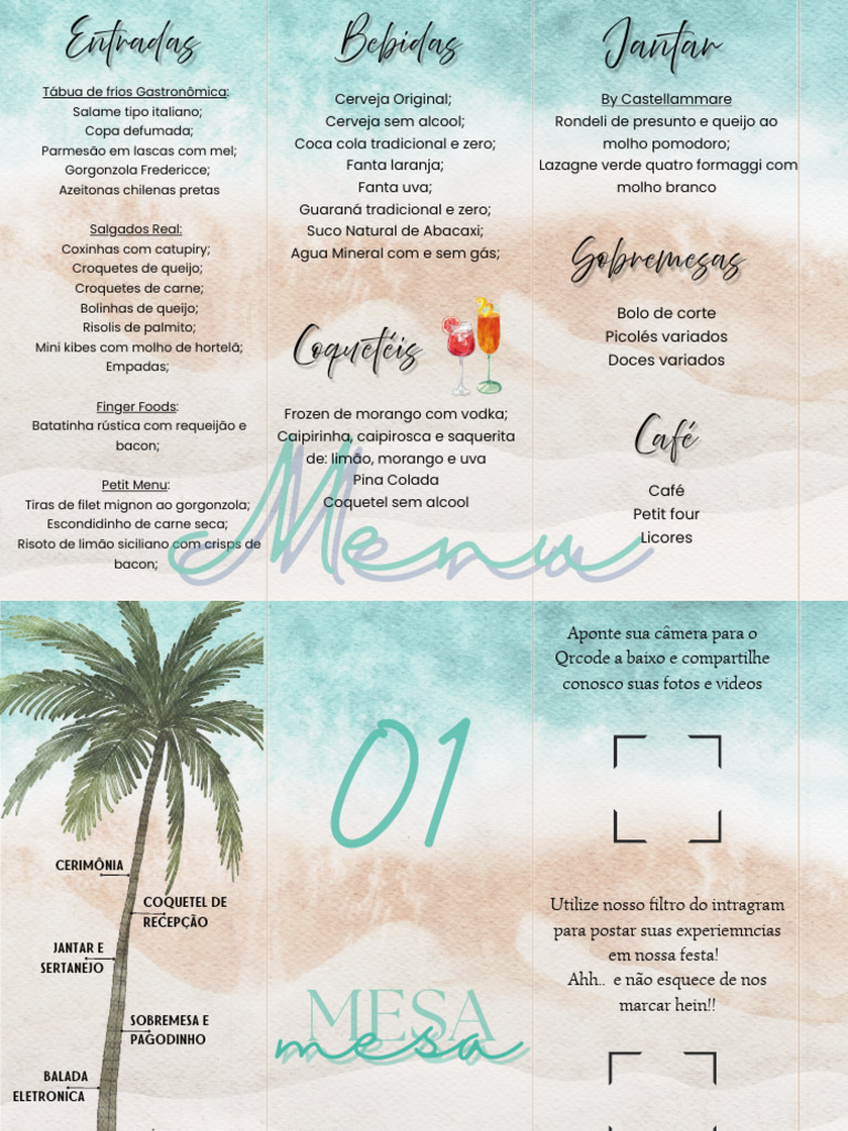 Menu Completo para Eventos Gastronômicos | PDF | Alimentos | Bebida