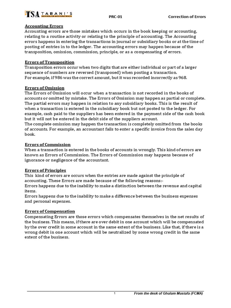 Correction of Errors.-2 | PDF | Debits And Credits | Bookkeeping