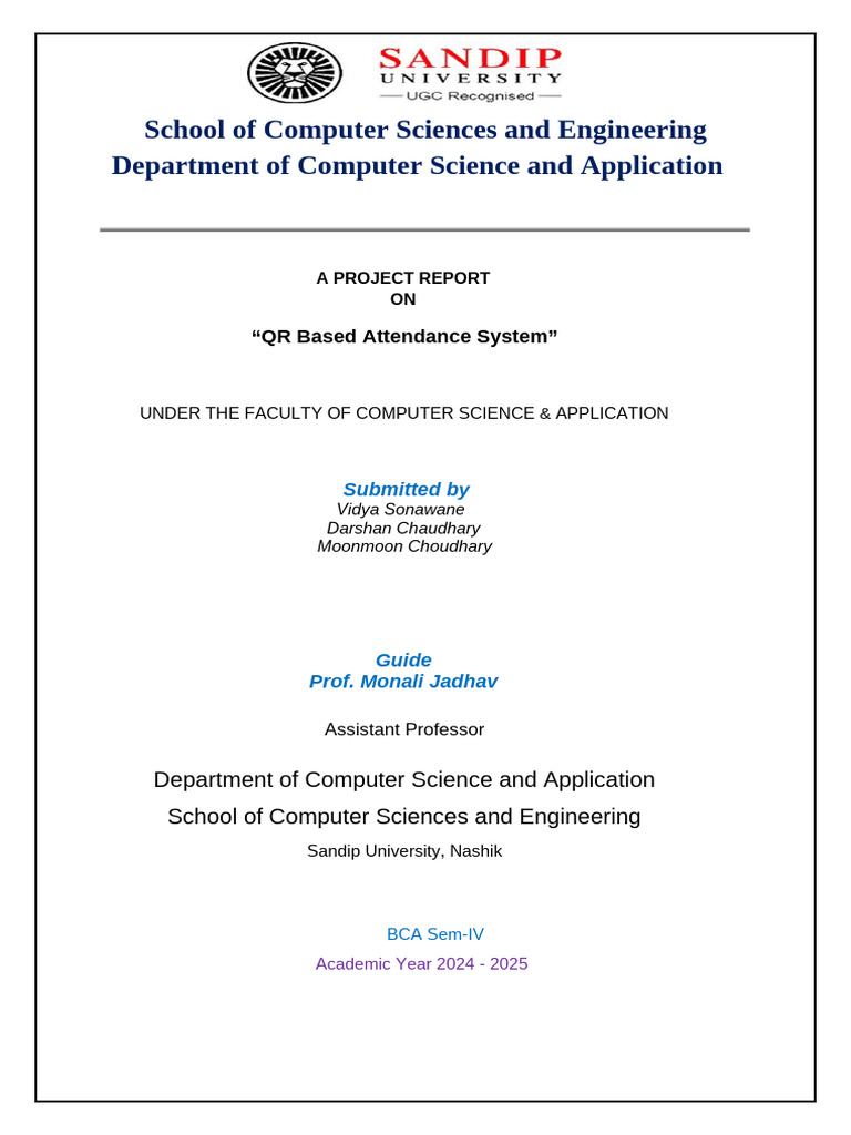 QR Code Attendance System Project Report | PDF | Qr Code | Databases