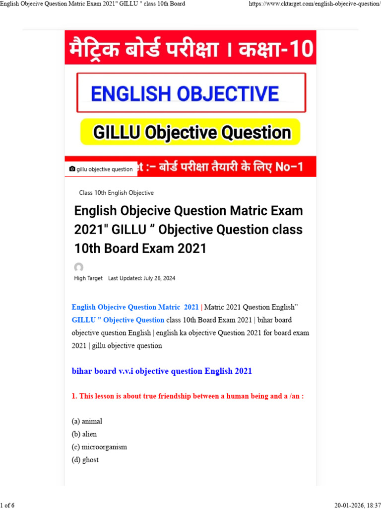 Class 10 English Objective Questions 2021 | PDF | Chess Openings | Chess