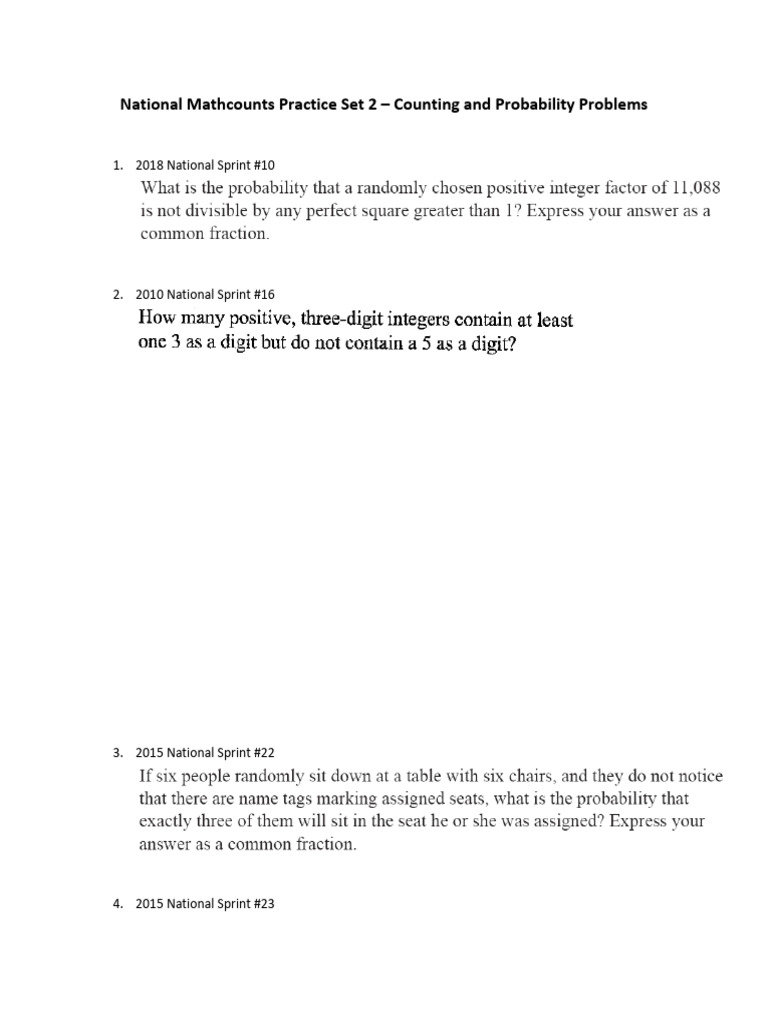 National Mathcounts Practice Set 2 | PDF