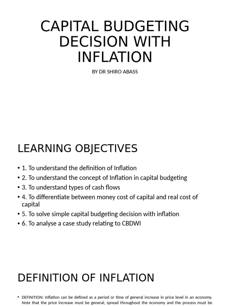 Capital Budgeting and Inflation Analysis | PDF | Net Present Value ...