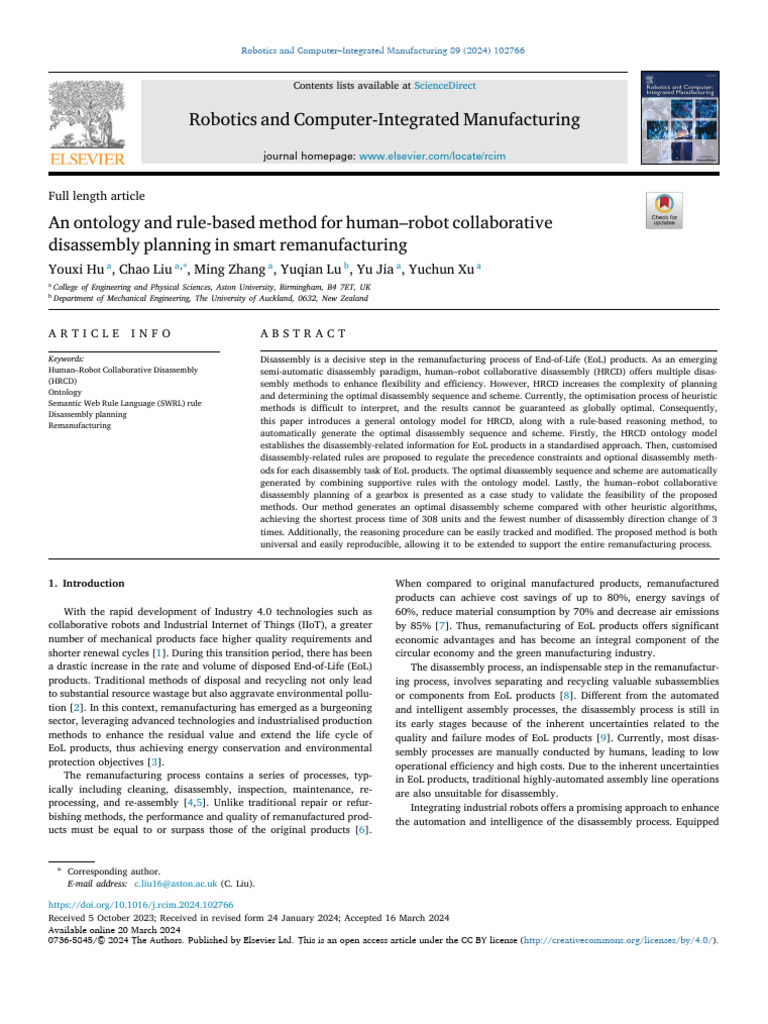 An Ontology and Rule Based Method for Human Robot 2024 Robotics and ...
