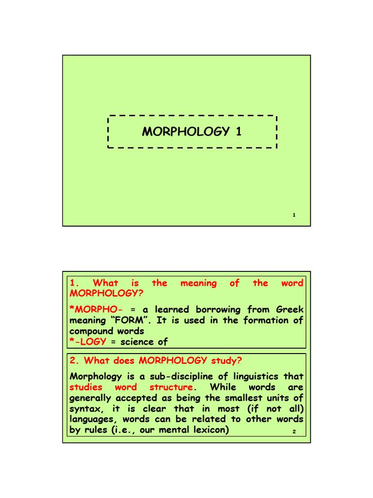 Understanding Morphology in Linguistics | PDF | Word | Morphology ...