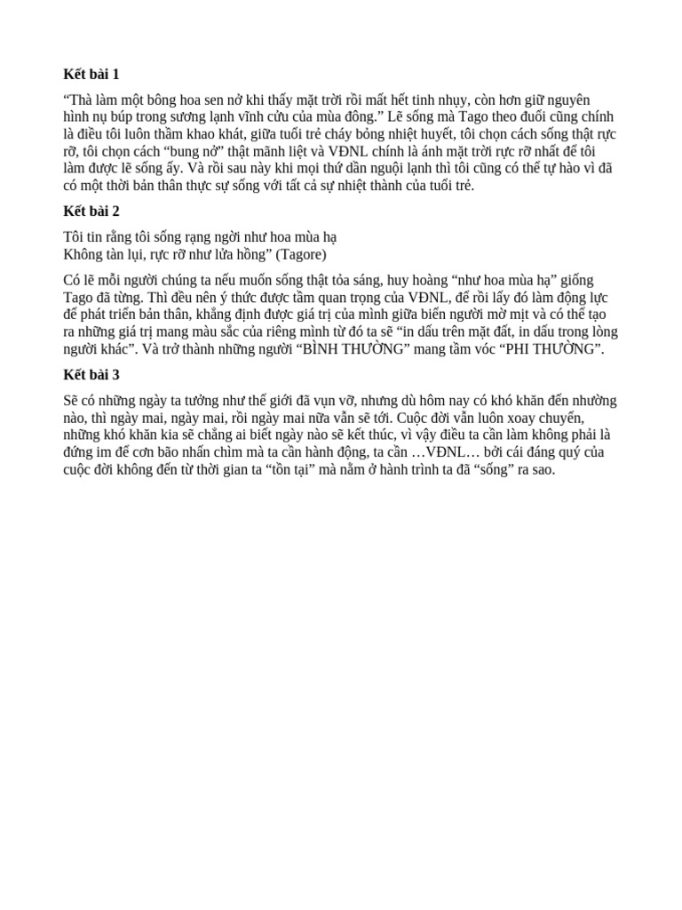 Kết bài 1 | PDF