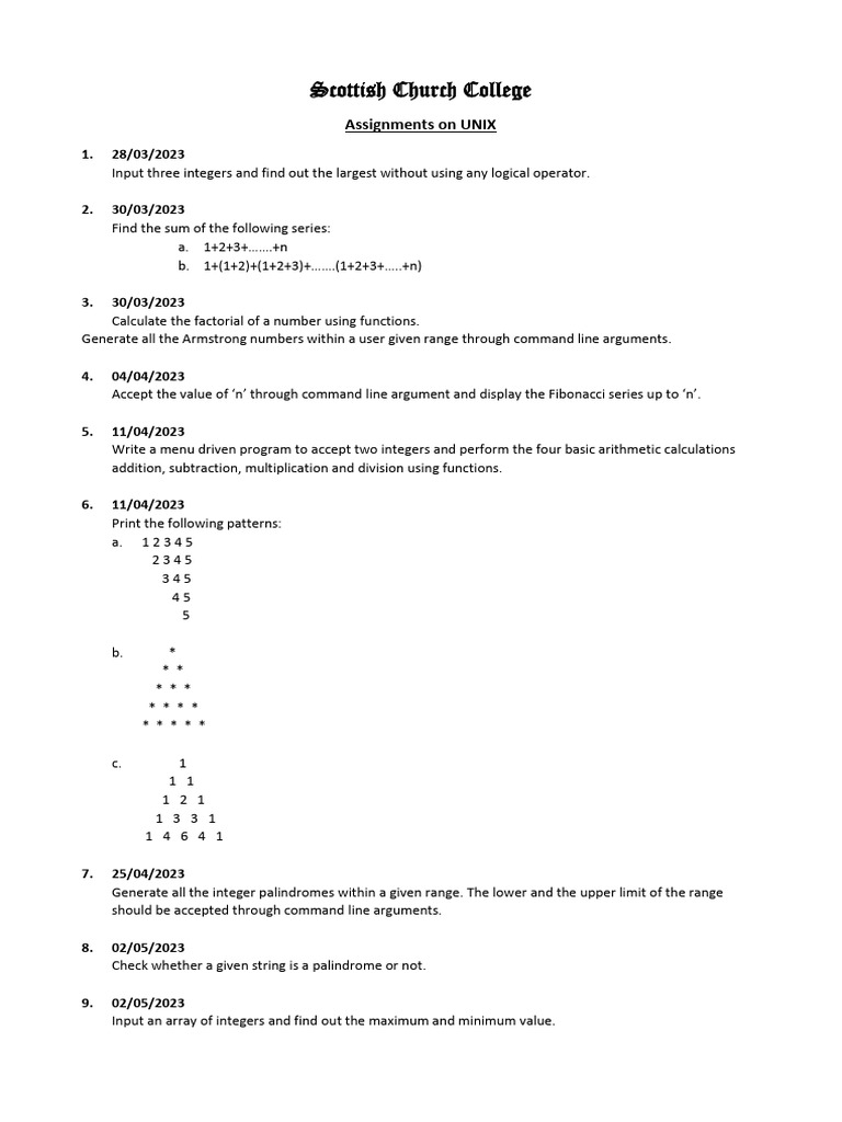 Assignments on Unix 2023 | PDF