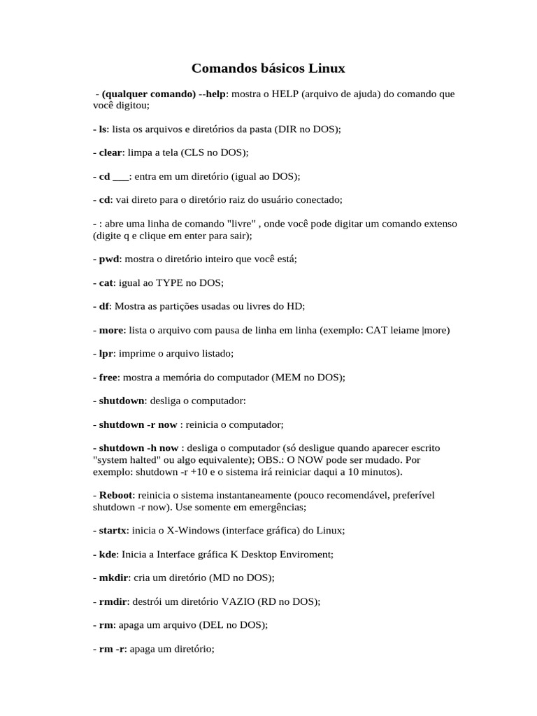 Comandos Básicos do Linux e Configurações | PDF | Programas ...