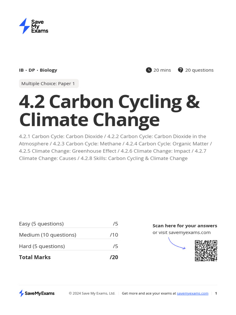 Carbon Cycling and Climate Change Quiz | PDF | Greenhouse Gas ...