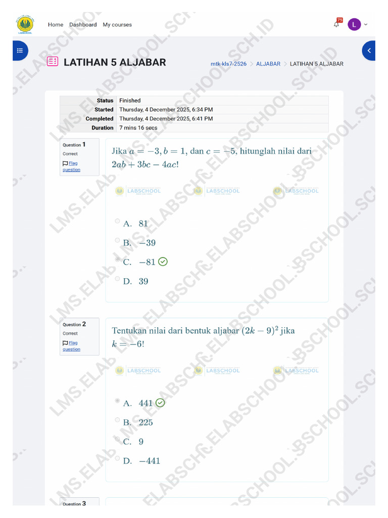 Latihan 5 Aljabar | PDF