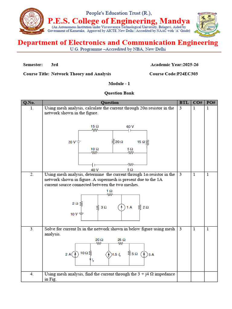 Network Theory Question Bank for ECE | PDF | Resistor | Computer ...