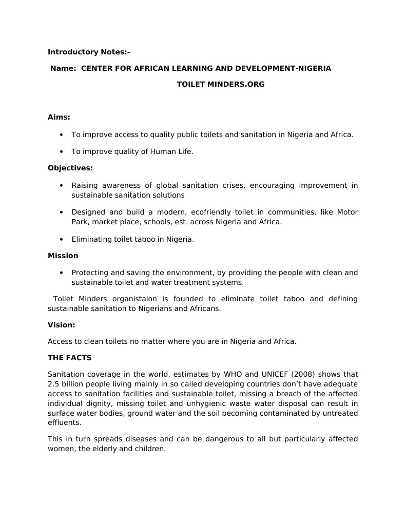 Introducing Public Toilets in Nigeria (Cald Nigeria) PDF