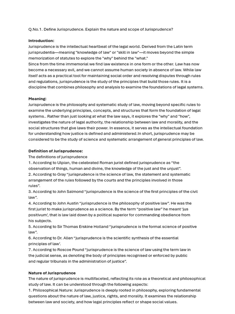 Law Notes - Jurisprudence | PDF | Sources Of Law | Natural Law