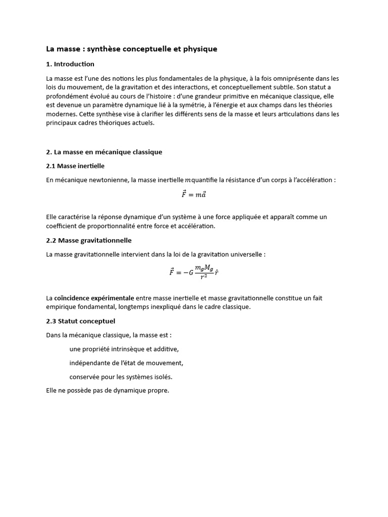 Comprendre la Masse en Physique Moderne PDF Masse Champ (physique) — free download