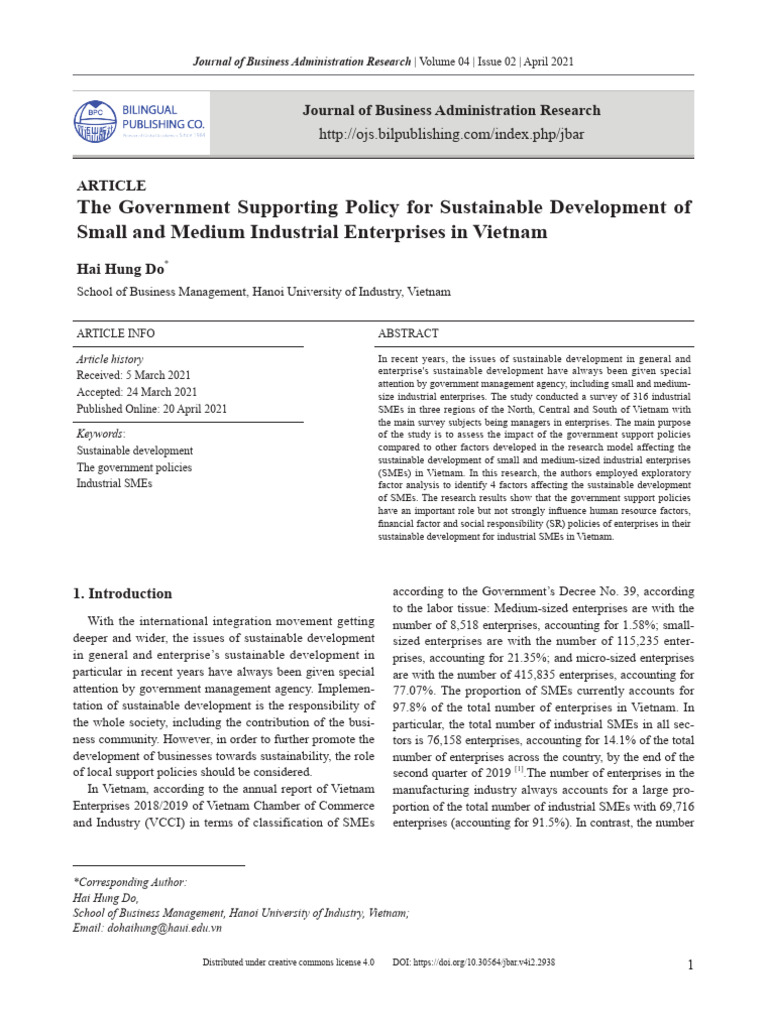 The Government Supporting Policy for Sustainable Development 4jmq5l9ay4 ...