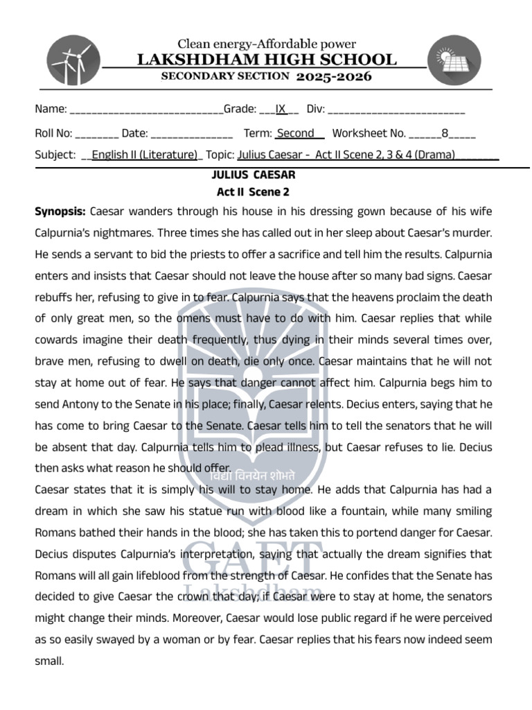 Julius Caesar Act II Scene Analysis | PDF | Julius Caesar