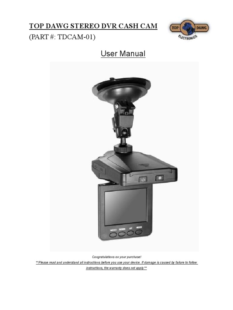 TD Dash Cam Instruction Manual New June 12 PDF | Digital Camera | Computers