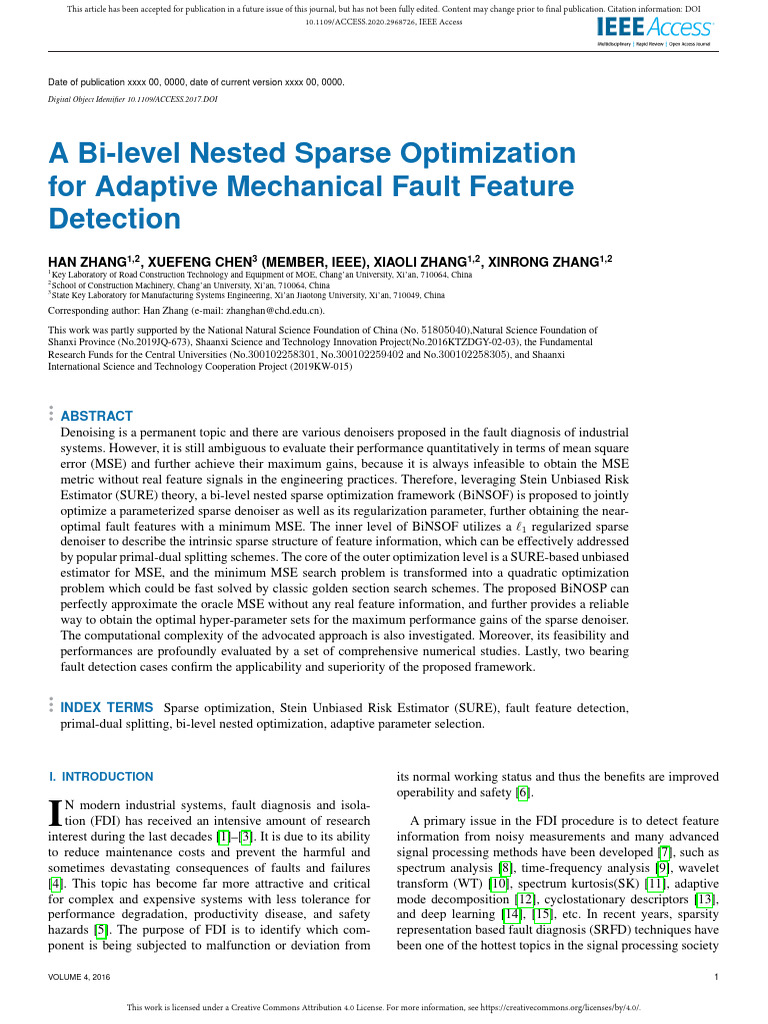 Bi-level Sparse Optimization for Fault Detection | PDF | Mean Squared ...