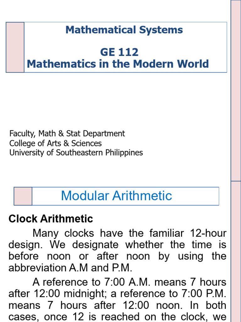 Understanding Modular Arithmetic Concepts | PDF | Arithmetic | Abstract ...