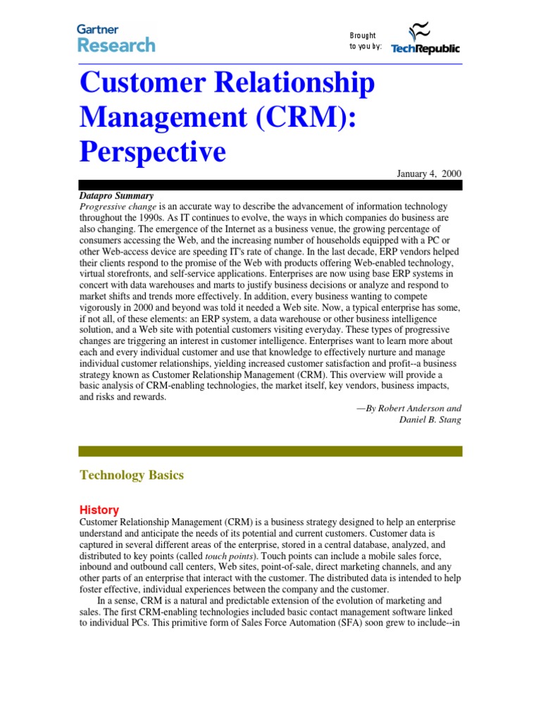 Customer Relationship Management | PDF | Finance & Money Management ...