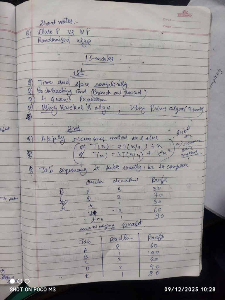 DAA Questions For Sem | PDF