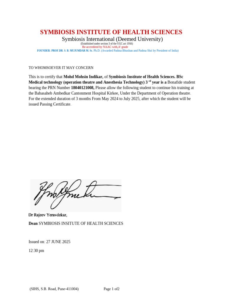 Student Training Certification Letter | PDF