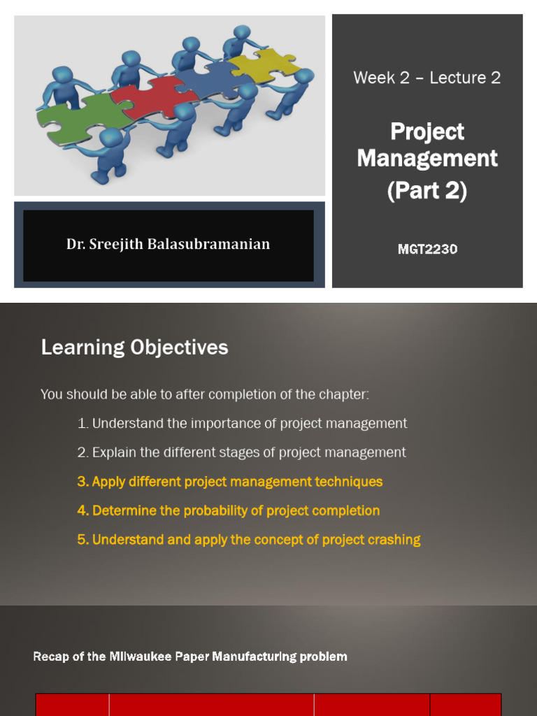 Week 2 - Lecture 2 - Project Management (Part 2) | PDF | Variance ...