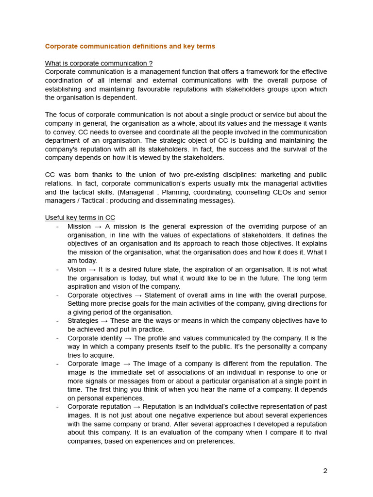 Corporate Communication Essentials Guide | PDF | Reputation | Brand