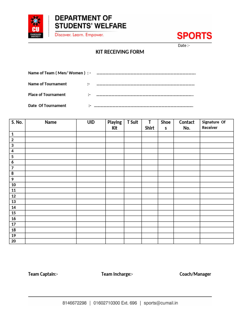 ATH KIt Receiving M&W Team 2022-23 | PDF