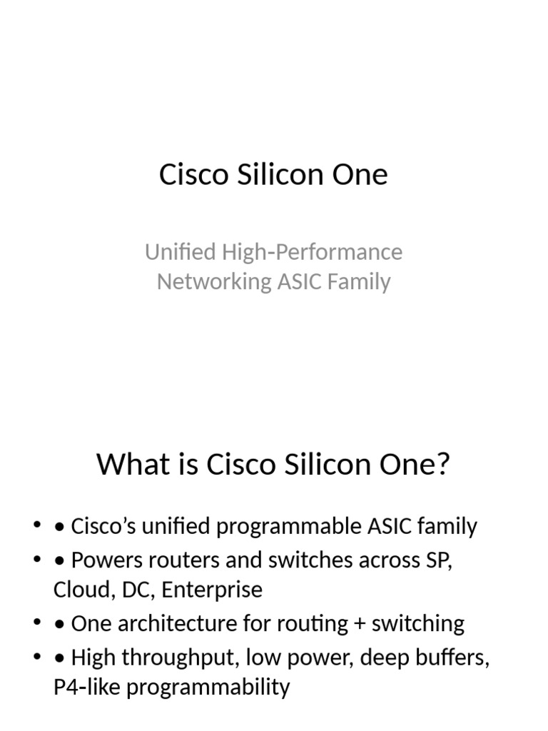 Cisco Silicon One: High-Performance ASICs | PDF