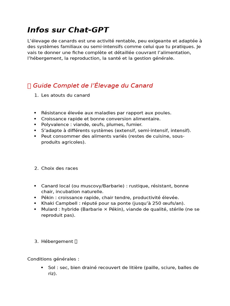 Guide Pratique pour Élever des Canards PDF Nourritures Viande — free download