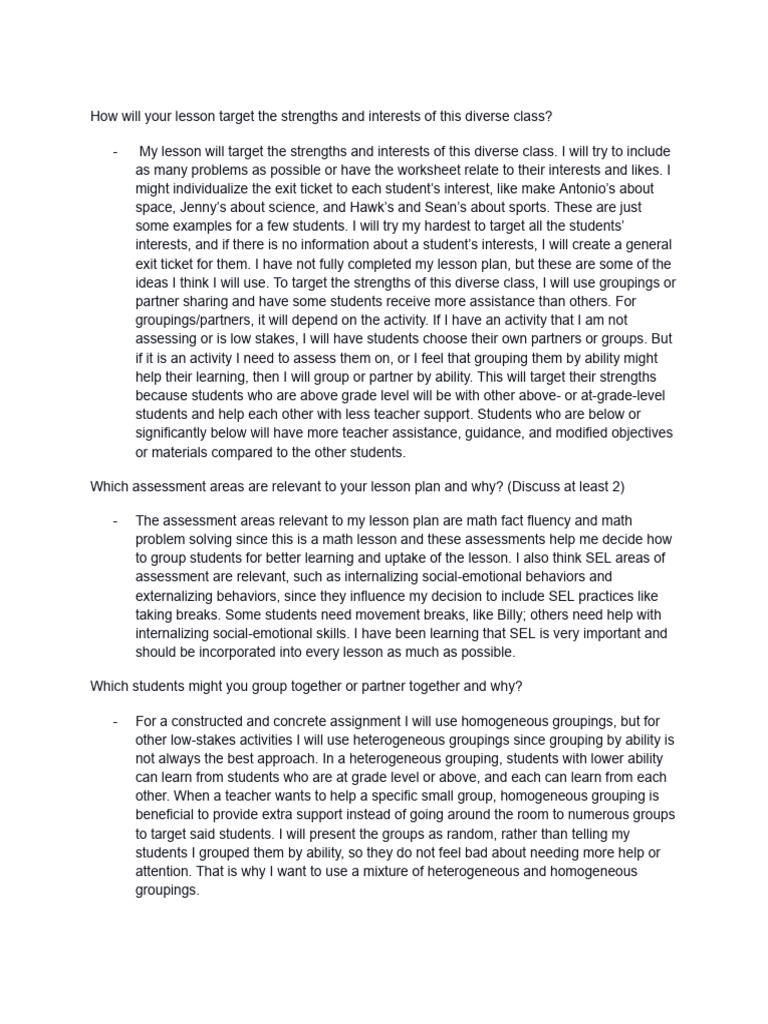 Tailoring Lessons for Diverse Classrooms | PDF | Teachers ...