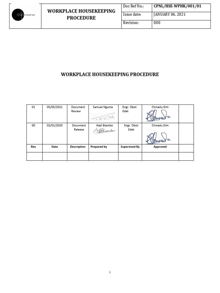 Workplace Housekeeping Procedure Guide | PDF | Housekeeping | Waste