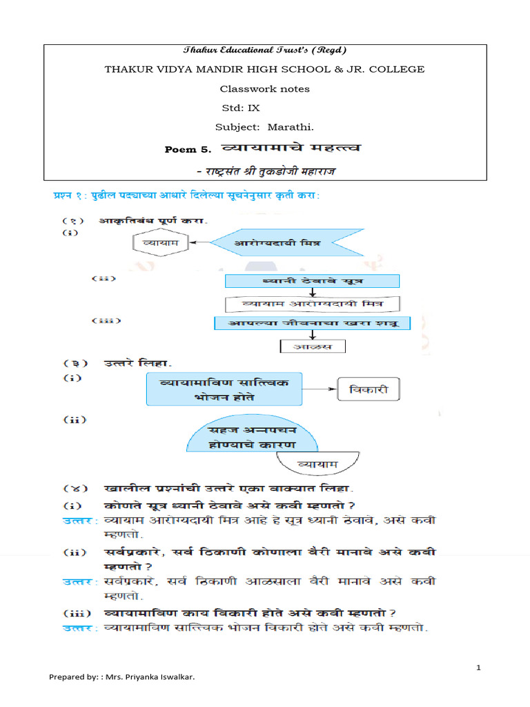 Marathi Class Notes for Std IX | PDF