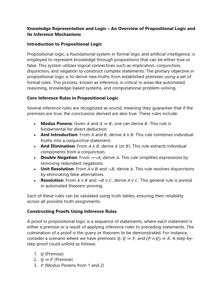 Propositional Logic: Inference and Applications | PDF | Logical ...